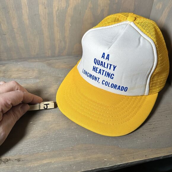 Vintage Snapback Trucker Breathable Hat Cap Yellow And White AA Quality Heating - Picture 6 of 7